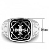 High polished (no plating) Stainless Steel Ring with Epoxy  in Jet