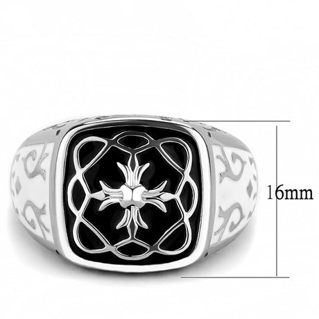 High polished (no plating) Stainless Steel Ring with Epoxy  in Jet