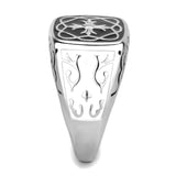 High polished (no plating) Stainless Steel Ring with Epoxy  in Jet