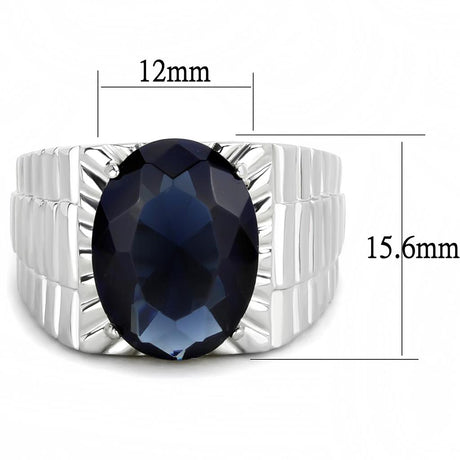 High polished (no plating) Stainless Steel Ring with Synthetic Synthetic Glass in Montana