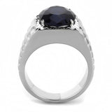 High polished (no plating) Stainless Steel Ring with Synthetic Synthetic Glass in Montana