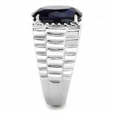 High polished (no plating) Stainless Steel Ring with Synthetic Synthetic Glass in Montana