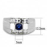 High polished (no plating) Stainless Steel Ring with Synthetic Synthetic Glass in Montana