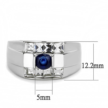 High polished (no plating) Stainless Steel Ring with Synthetic Synthetic Glass in Montana