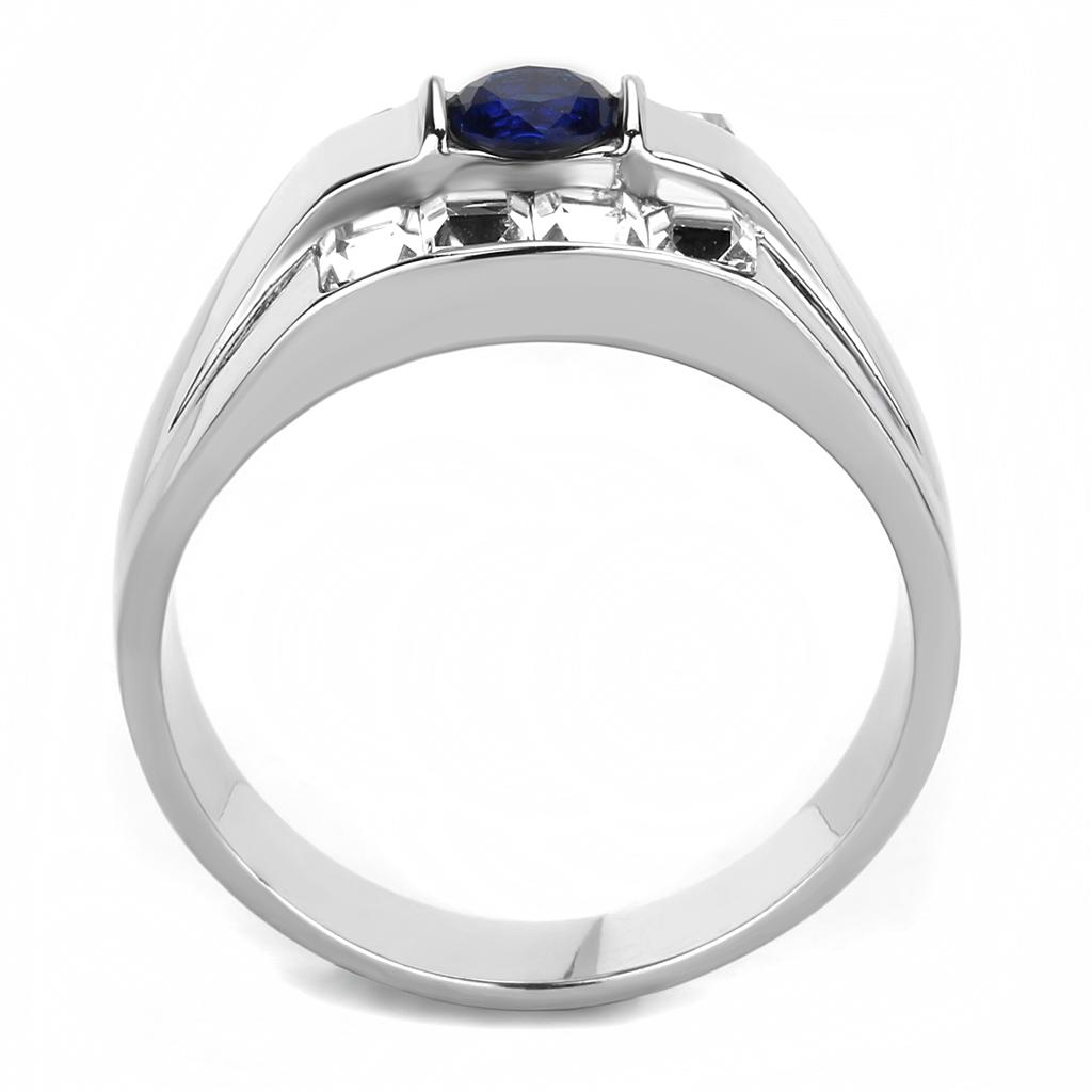 High polished (no plating) Stainless Steel Ring with Synthetic Synthetic Glass in Montana