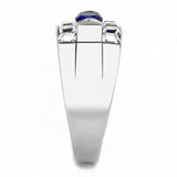 High polished (no plating) Stainless Steel Ring with Synthetic Synthetic Glass in Montana