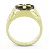 IP Gold(Ion Plating) Stainless Steel Ring with Top Grade Crystal  in Clear
