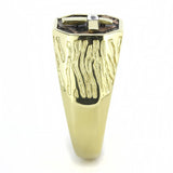 IP Gold(Ion Plating) Stainless Steel Ring with Top Grade Crystal  in Clear