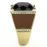 IP Gold(Ion Plating) Stainless Steel Ring with Synthetic Onyx in Jet