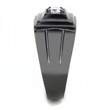 IP Black(Ion Plating) Stainless Steel Ring with AAA Grade CZ  in Clear