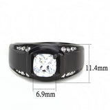 IP Black(Ion Plating) Stainless Steel Ring with AAA Grade CZ  in Clear