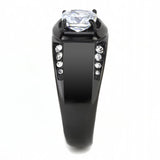 IP Black(Ion Plating) Stainless Steel Ring with AAA Grade CZ  in Clear