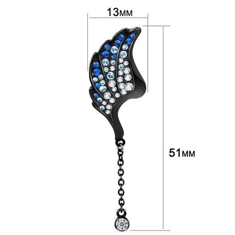 IP Black(Ion Plating) Stainless Steel Earrings with Top Grade Crystal  in Multi Color