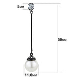 IP Black(Ion Plating) Stainless Steel Earrings with Synthetic Pearl in White