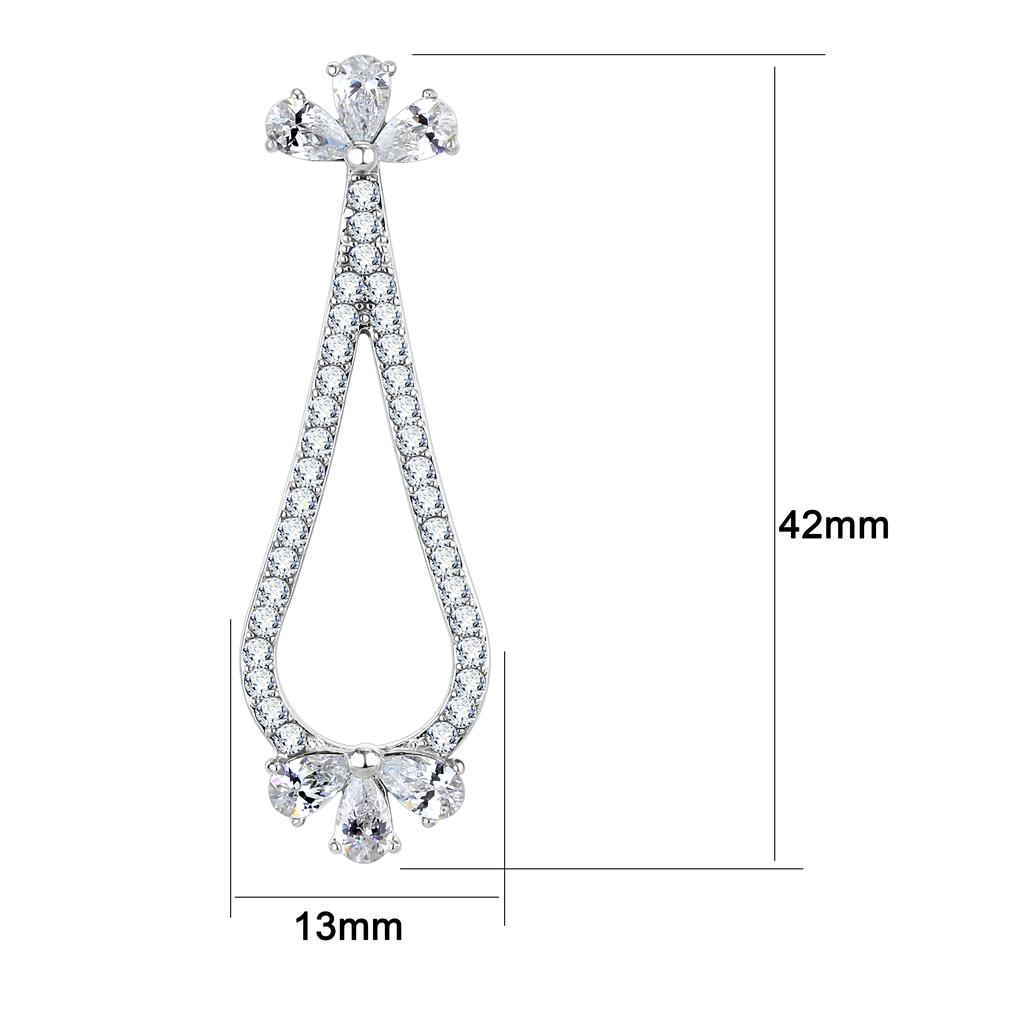 High polished (no plating) Stainless Steel Earrings with AAA Grade CZ  in Clear