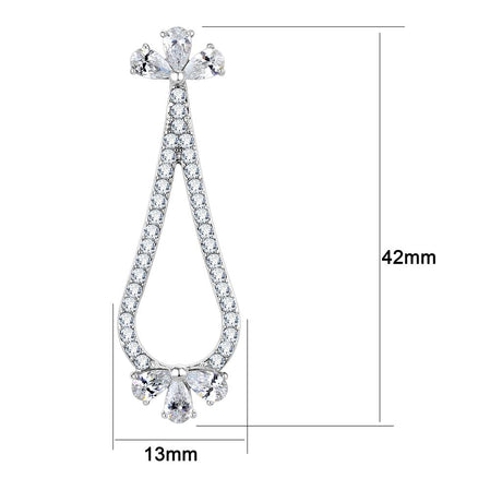 High polished (no plating) Stainless Steel Earrings with AAA Grade CZ  in Clear