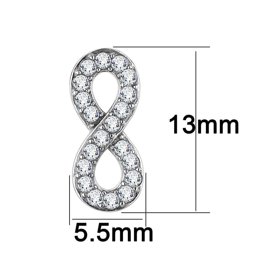 High polished (no plating) Stainless Steel Earrings with AAA Grade CZ  in Clear
