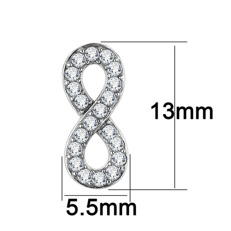 High polished (no plating) Stainless Steel Earrings with AAA Grade CZ  in Clear