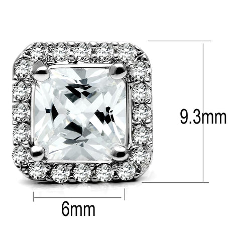 High polished (no plating) Stainless Steel Earrings with AAA Grade CZ  in Clear