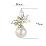IP Gold(Ion Plating) Stainless Steel Earrings with Synthetic Pearl in Light Rose