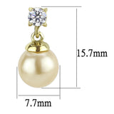IP Gold(Ion Plating) Stainless Steel Earrings with Synthetic Pearl in Champagne