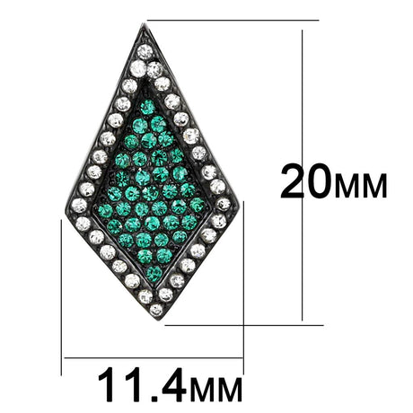 IP Black(Ion Plating) Stainless Steel Earrings with Top Grade Crystal  in Emerald