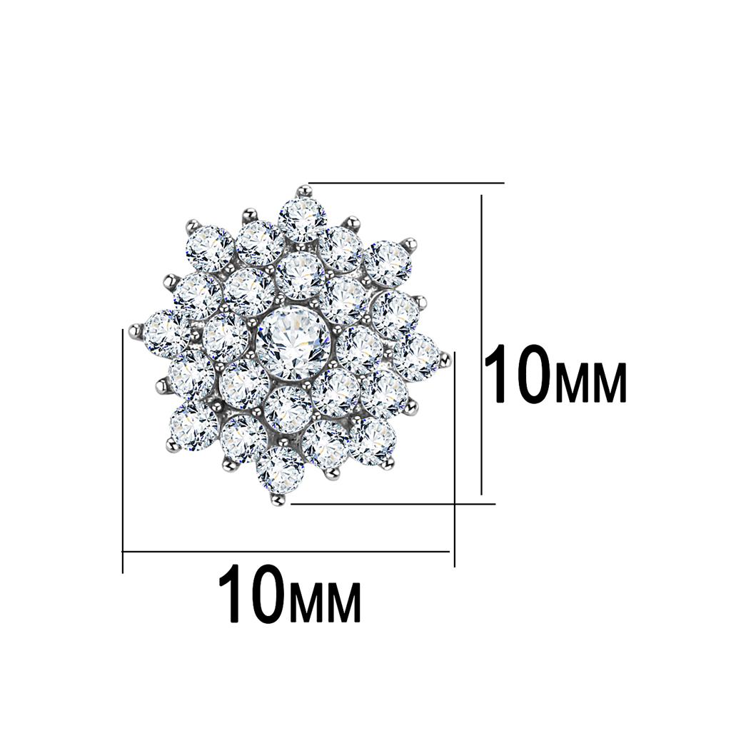 High polished (no plating) Stainless Steel Earrings with AAA Grade CZ  in Clear