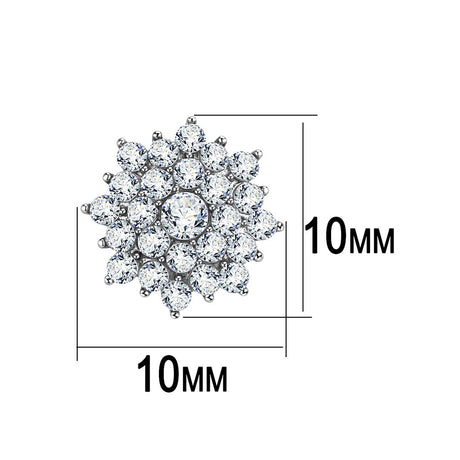 High polished (no plating) Stainless Steel Earrings with AAA Grade CZ  in Clear