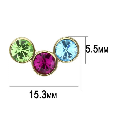 IP Gold(Ion Plating) Stainless Steel Earrings with Top Grade Crystal  in Multi Color