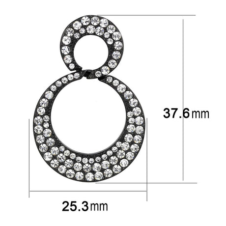 IP Black(Ion Plating) Stainless Steel Earrings with Top Grade Crystal  in Clear