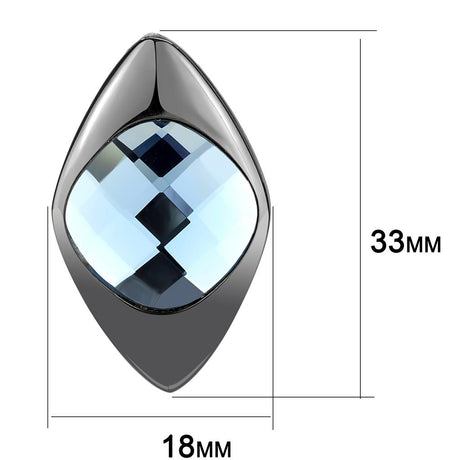 IP Light Black  (IP Gun) Stainless Steel Earrings with Synthetic Synthetic Glass in Light Sapphire
