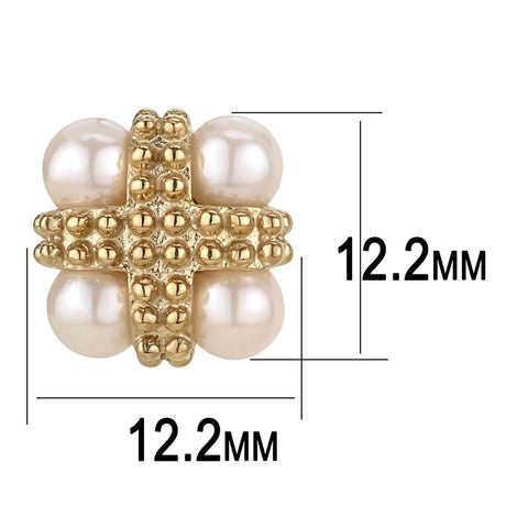 IP Rose Gold(Ion Plating) Stainless Steel Earrings with Synthetic Pearl in Light Rose