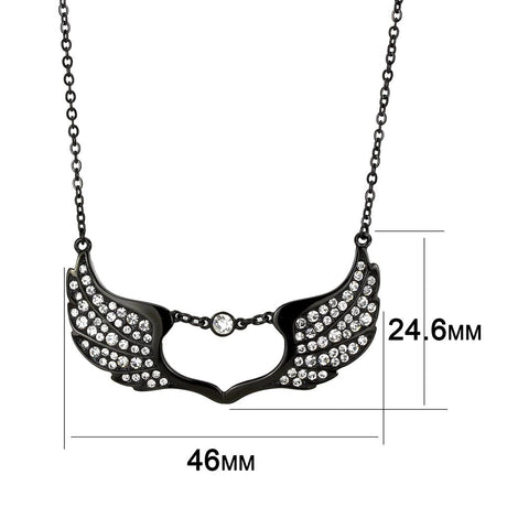 IP Black(Ion Plating) Stainless Steel Necklace with Top Grade Crystal  in Clear