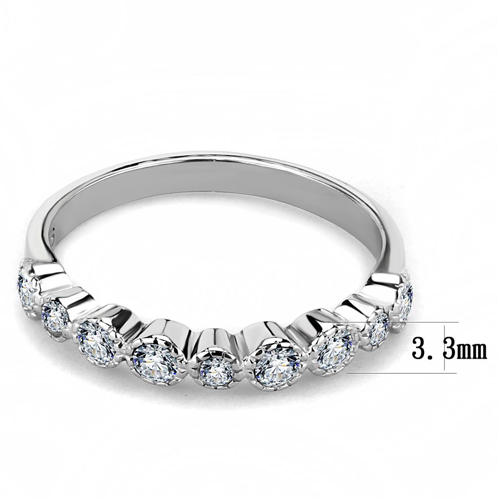 High polished (no plating) Stainless Steel Ring with Top Grade Crystal  in Clear