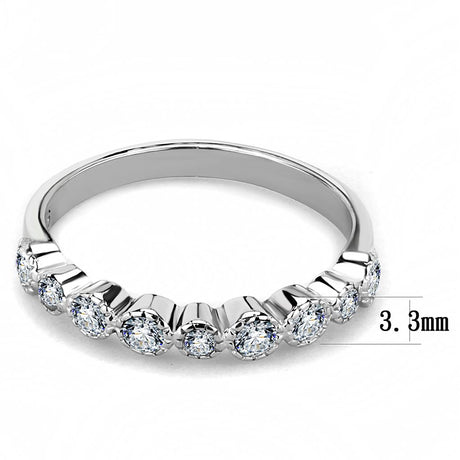 High polished (no plating) Stainless Steel Ring with Top Grade Crystal  in Clear