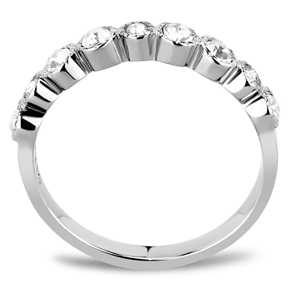 High polished (no plating) Stainless Steel Ring with Top Grade Crystal  in Clear