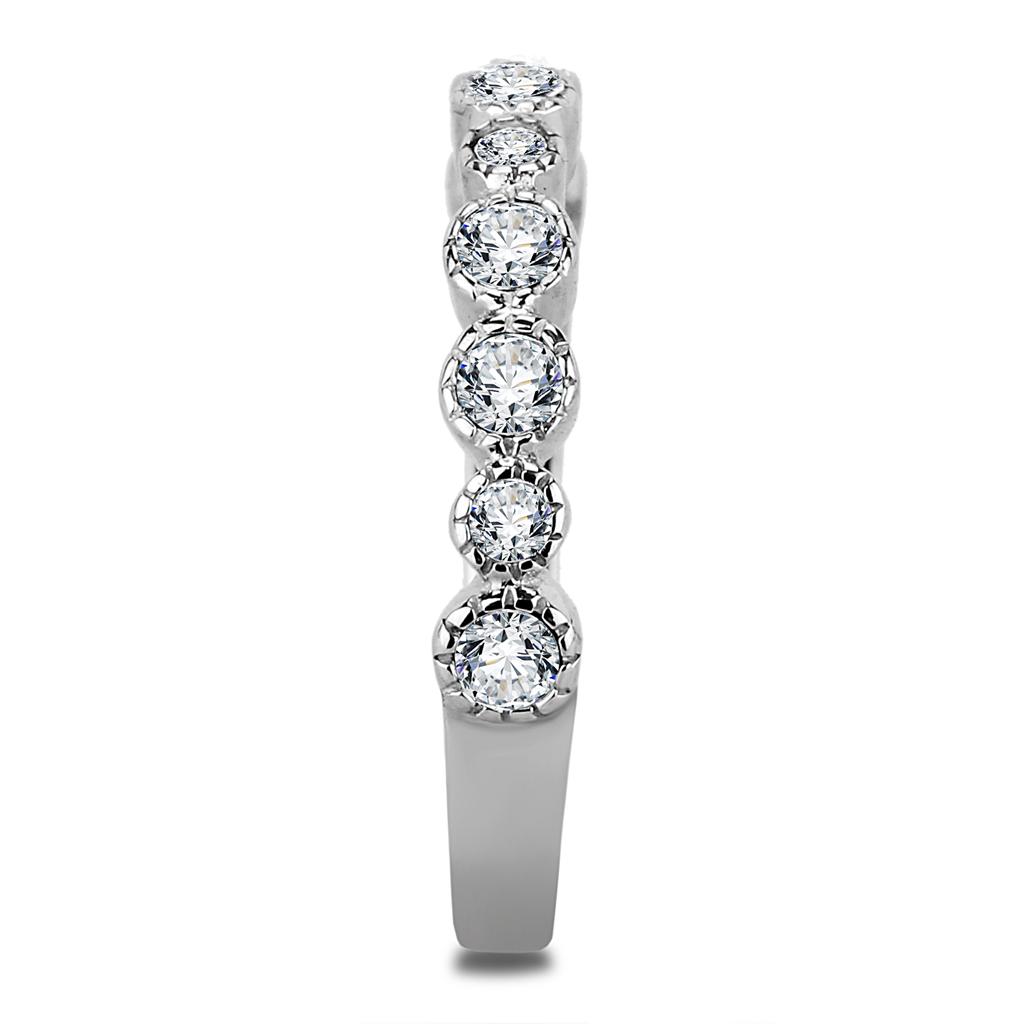 High polished (no plating) Stainless Steel Ring with Top Grade Crystal  in Clear