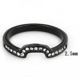 IP Black(Ion Plating) Stainless Steel Ring with Top Grade Crystal  in Clear