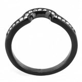 IP Black(Ion Plating) Stainless Steel Ring with Top Grade Crystal  in Clear