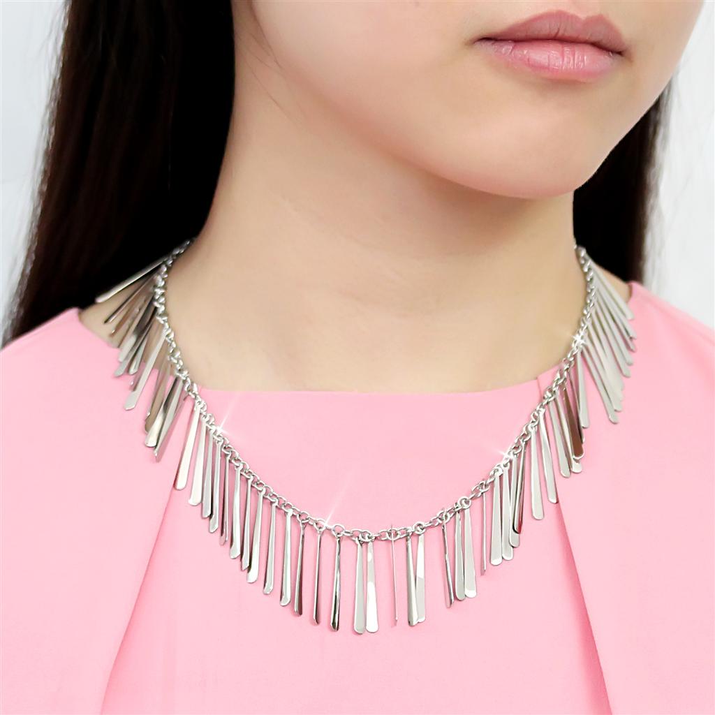 High polished (no plating) Stainless Steel Necklace with No Stone