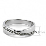 High polished (no plating) Stainless Steel Ring with Top Grade Crystal  in Clear