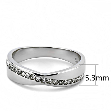 High polished (no plating) Stainless Steel Ring with Top Grade Crystal  in Clear