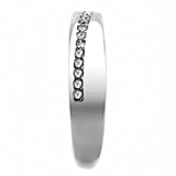 High polished (no plating) Stainless Steel Ring with Top Grade Crystal  in Clear