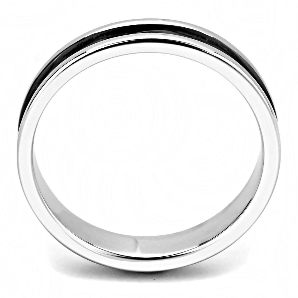 Two-Tone IP Black (Ion Plating) Stainless Steel Ring with No Stone