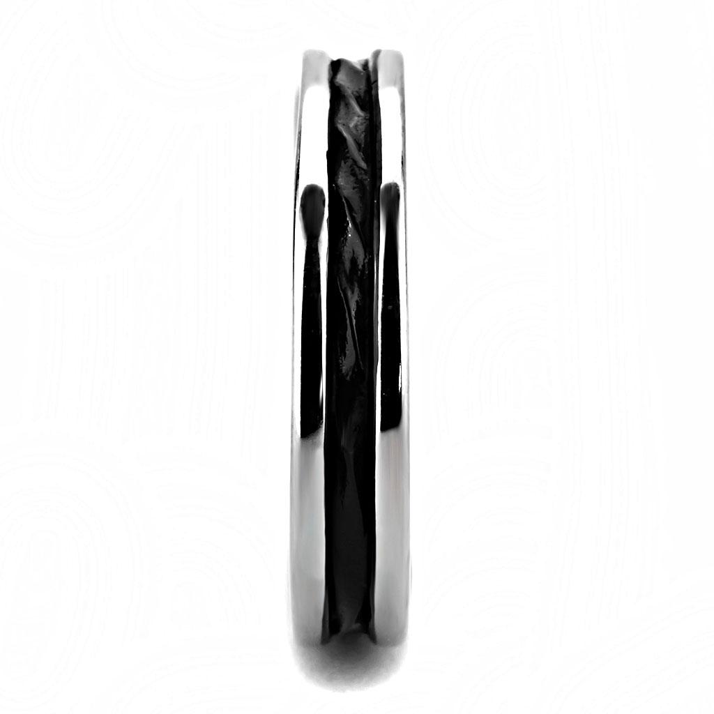 Two-Tone IP Black (Ion Plating) Stainless Steel Ring with No Stone