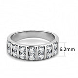 High polished (no plating) Stainless Steel Ring with AAA Grade CZ  in Clear
