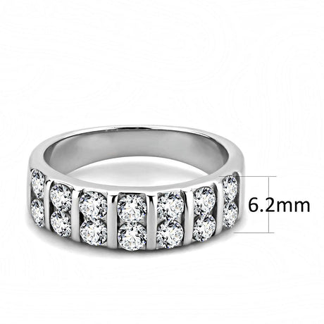 High polished (no plating) Stainless Steel Ring with AAA Grade CZ  in Clear