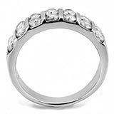 High polished (no plating) Stainless Steel Ring with AAA Grade CZ  in Clear