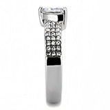 High polished (no plating) Stainless Steel Ring with AAA Grade CZ  in Clear