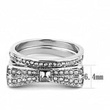 High polished (no plating) Stainless Steel Ring with Top Grade Crystal  in Clear